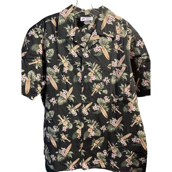 Malihini Vintage Men’s XL Black Floral SS Button Down Cotton Hawaiian Shirt - Picture 1 of 16